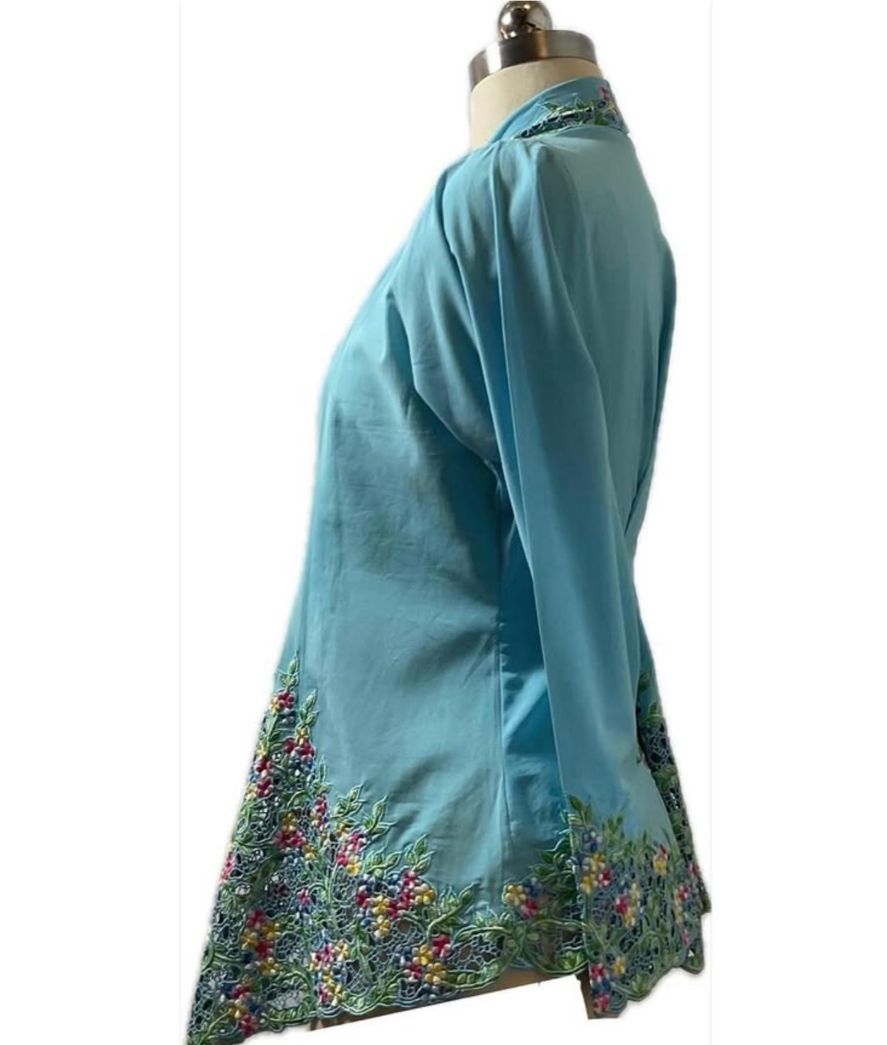 Premium Peranakan Top PPT-L-BLUE-B666003