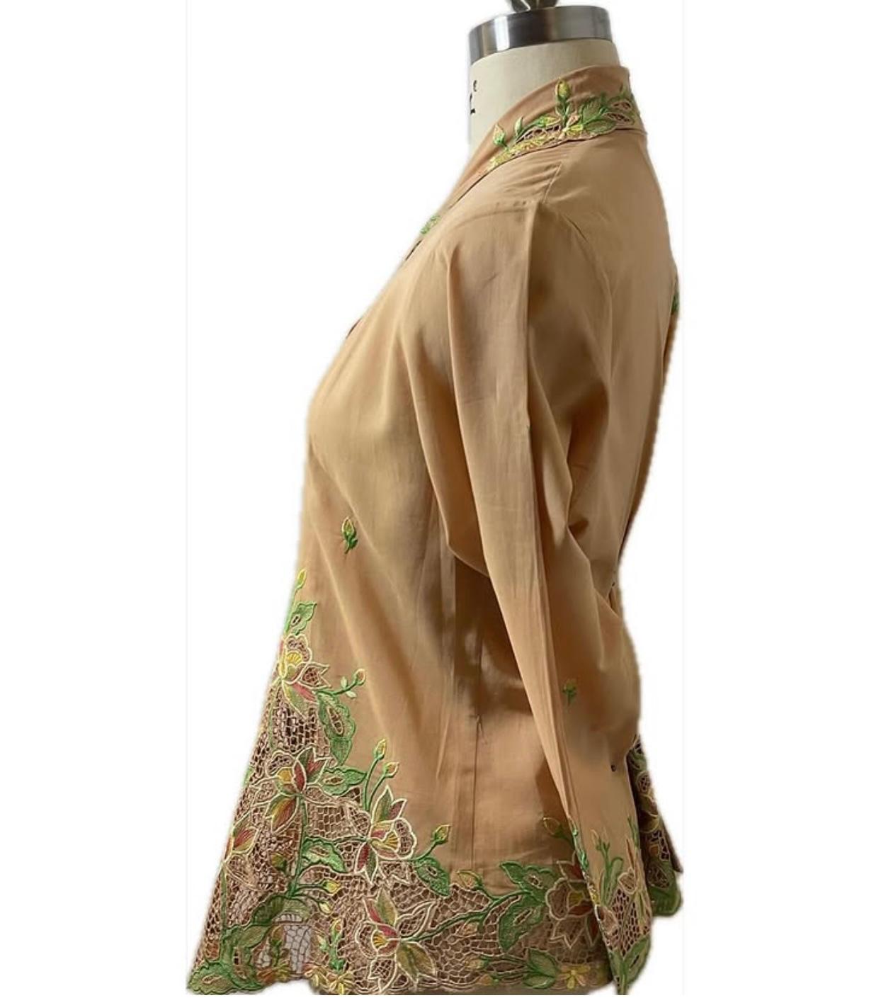 Premium Peranakan Top PPT-L-BROWN-B666005