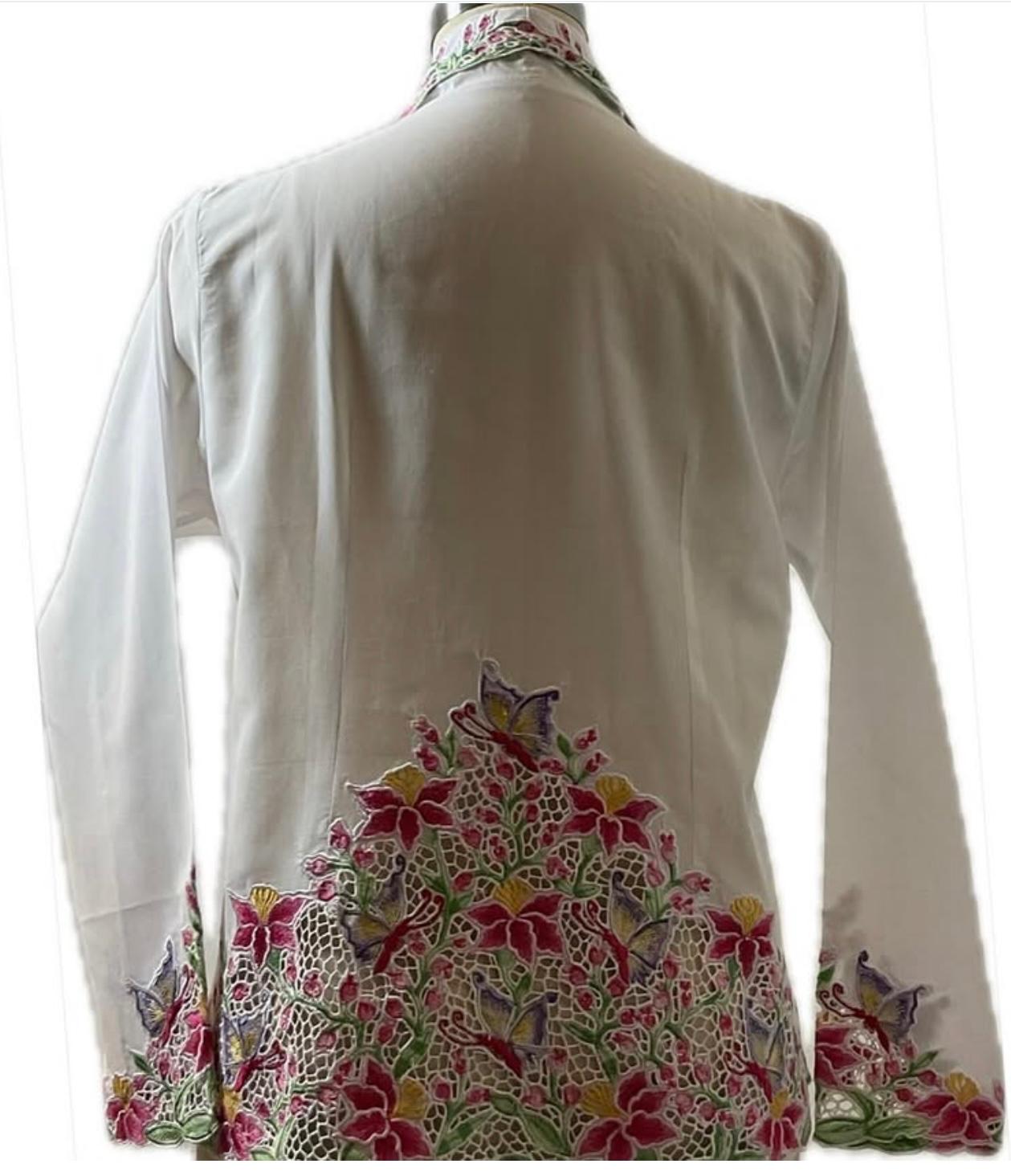 Premium Peranakan Top PPT-L-WHITE-B666006
