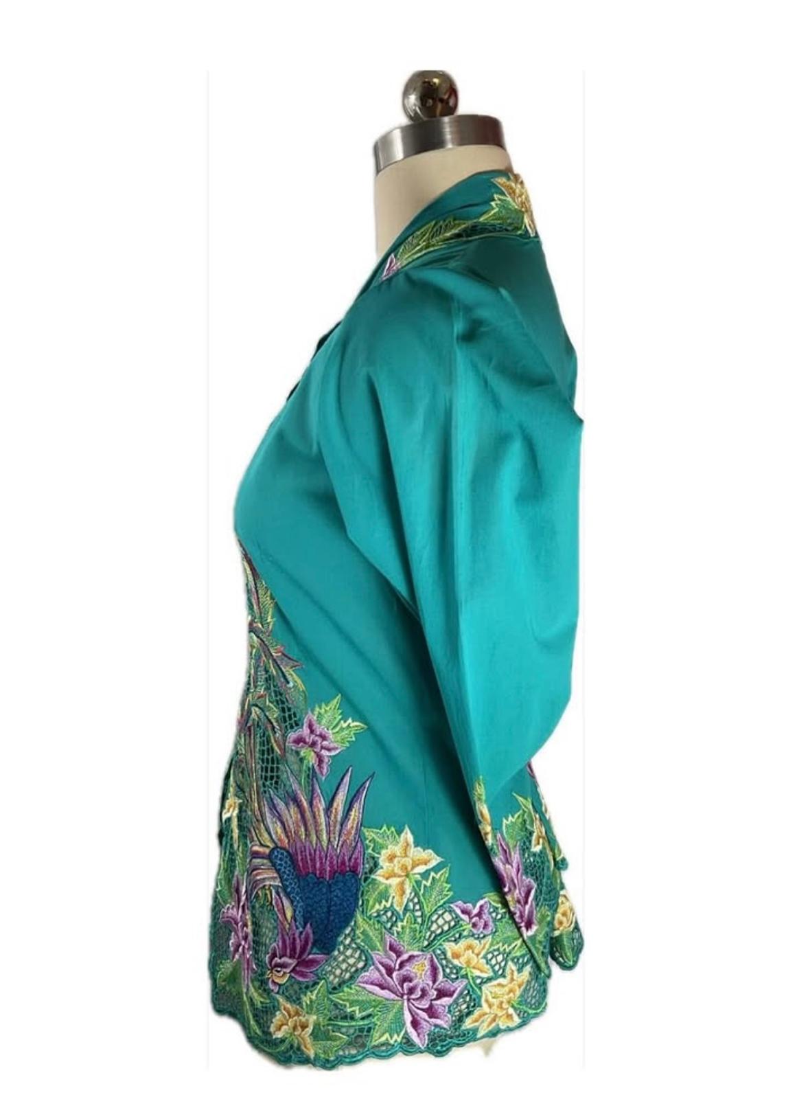 Premium Peranakan Top PPT-L-TURQUOISE-B666010