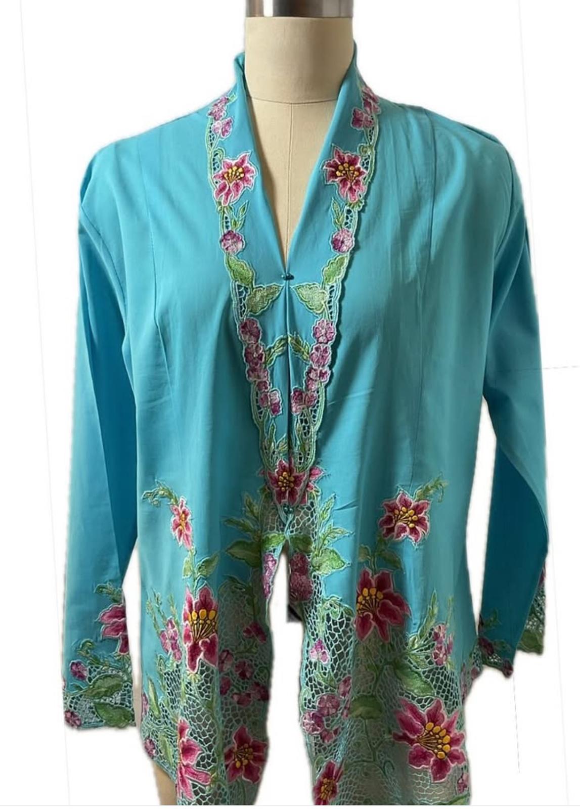 Premium Peranakan Top PPT-2XL-BLUE-B66666013