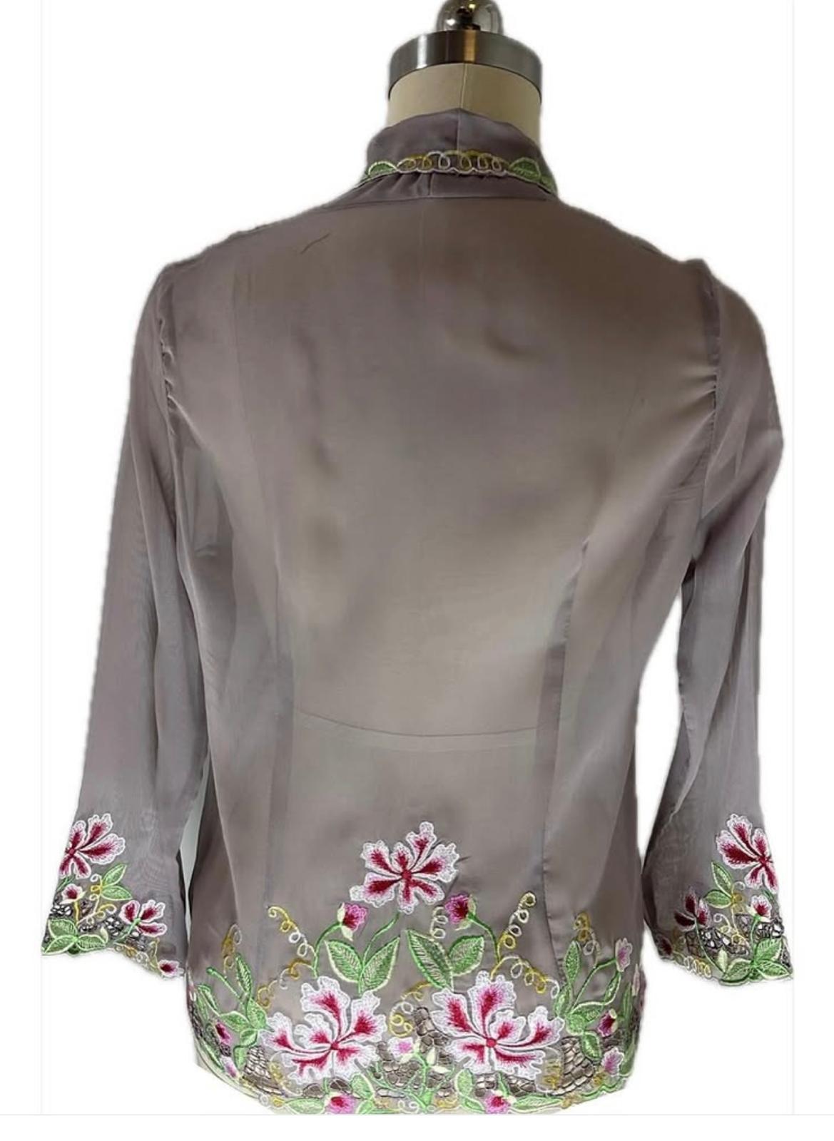 Standard Peranakan Top SPT-S-GRAY-A6002