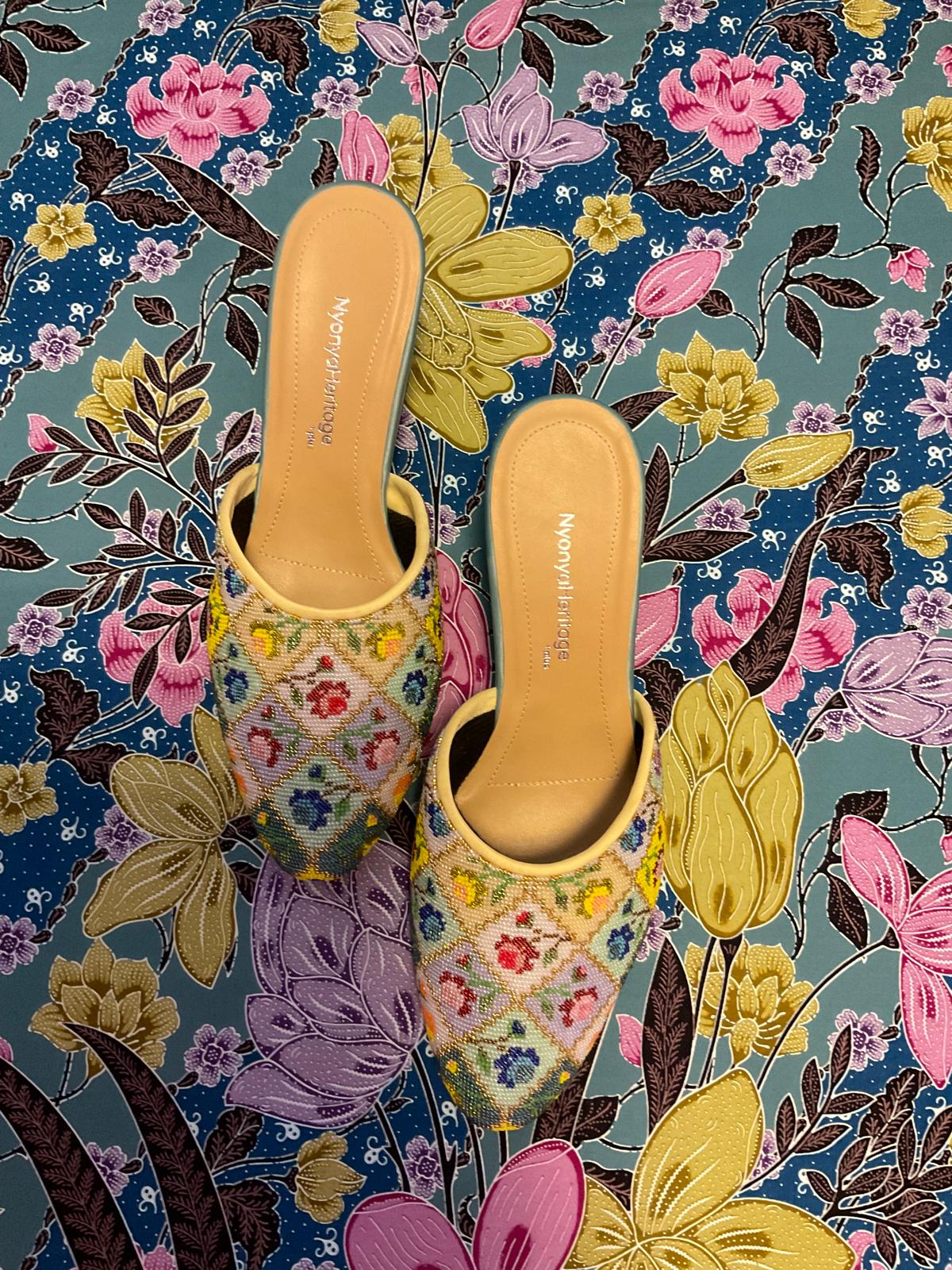 Premium Beaded Shoes PBS-6-YELLOW-E6005