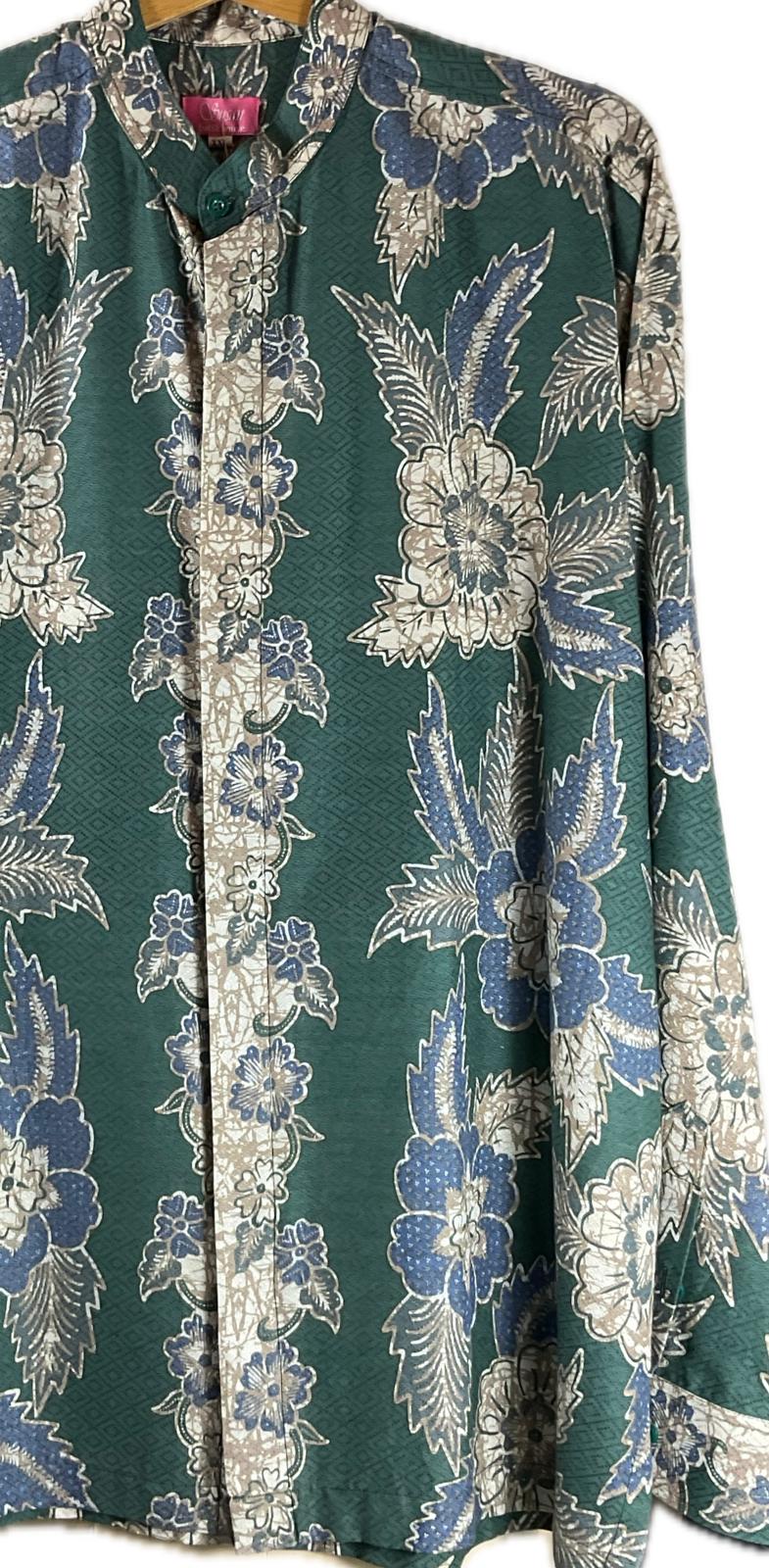 Mens Batik Top Long Sleeve MBT-XXL-GREEN-A2222002