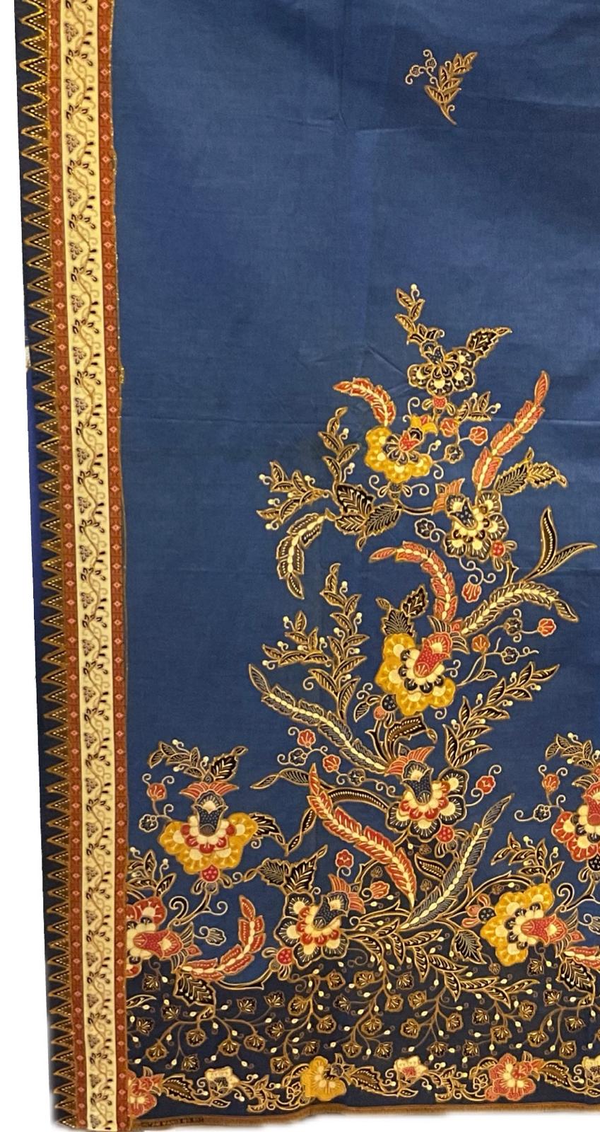 Hand Draw Batik Fabric HDBF-2M-BLUE-8009