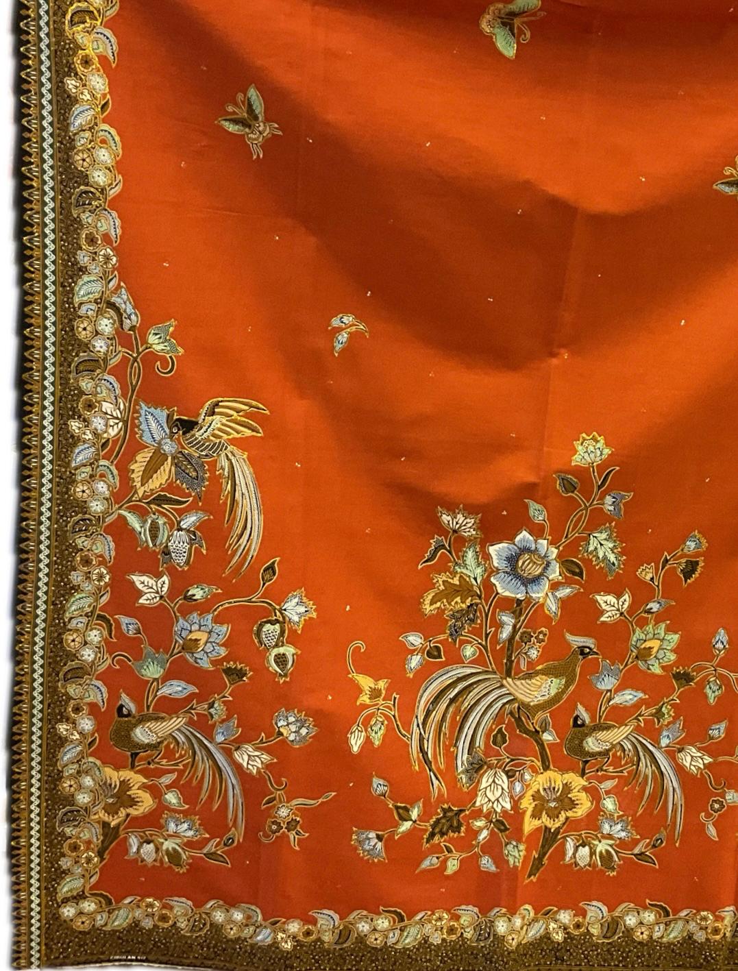 Hand Draw Batik Fabric HDBF-2M-ORANGE-8010