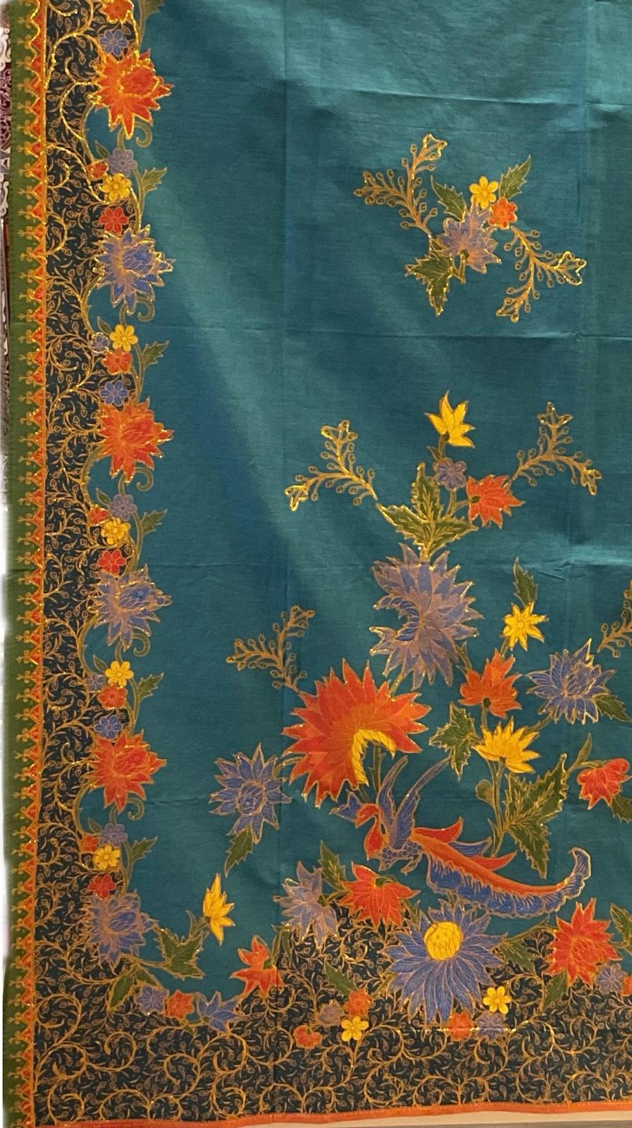 Hand Draw Batik Fabric HDBF-2M-TURQUOISE-8013