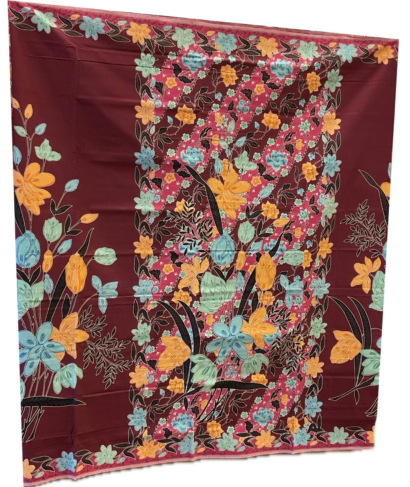 Handstamp Batik Fabric HSBF-2M-MAROON-9065