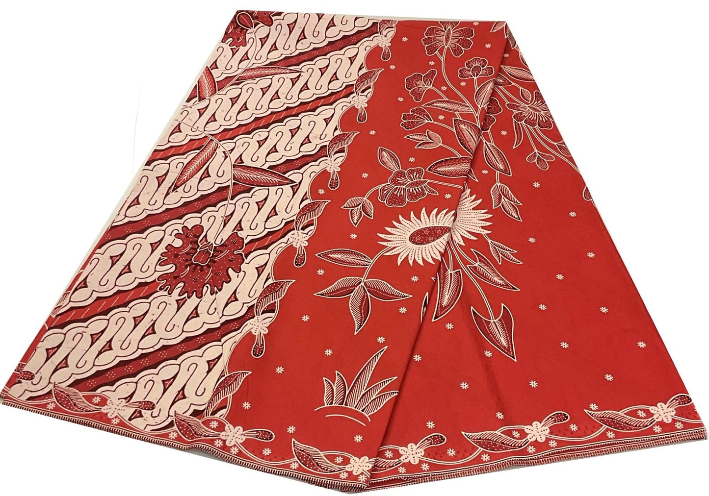 Handstamp Batik Fabric HSBF-2M-RED-90111