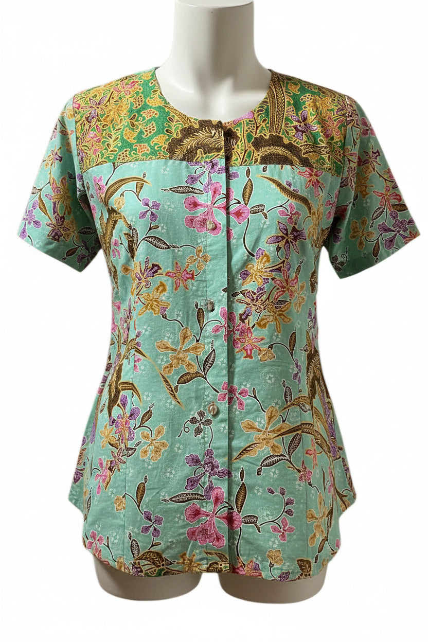 Ladies Batik Top LBT-FS-GREEN-I1005