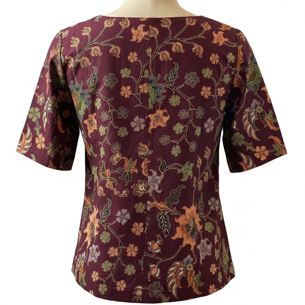 Ladies Batik Top LBT-L-MAROON-Q111003