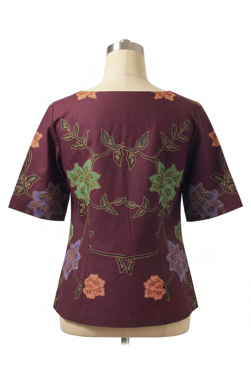 Ladies Batik Top LBT-XL-MAROON-Q1111001