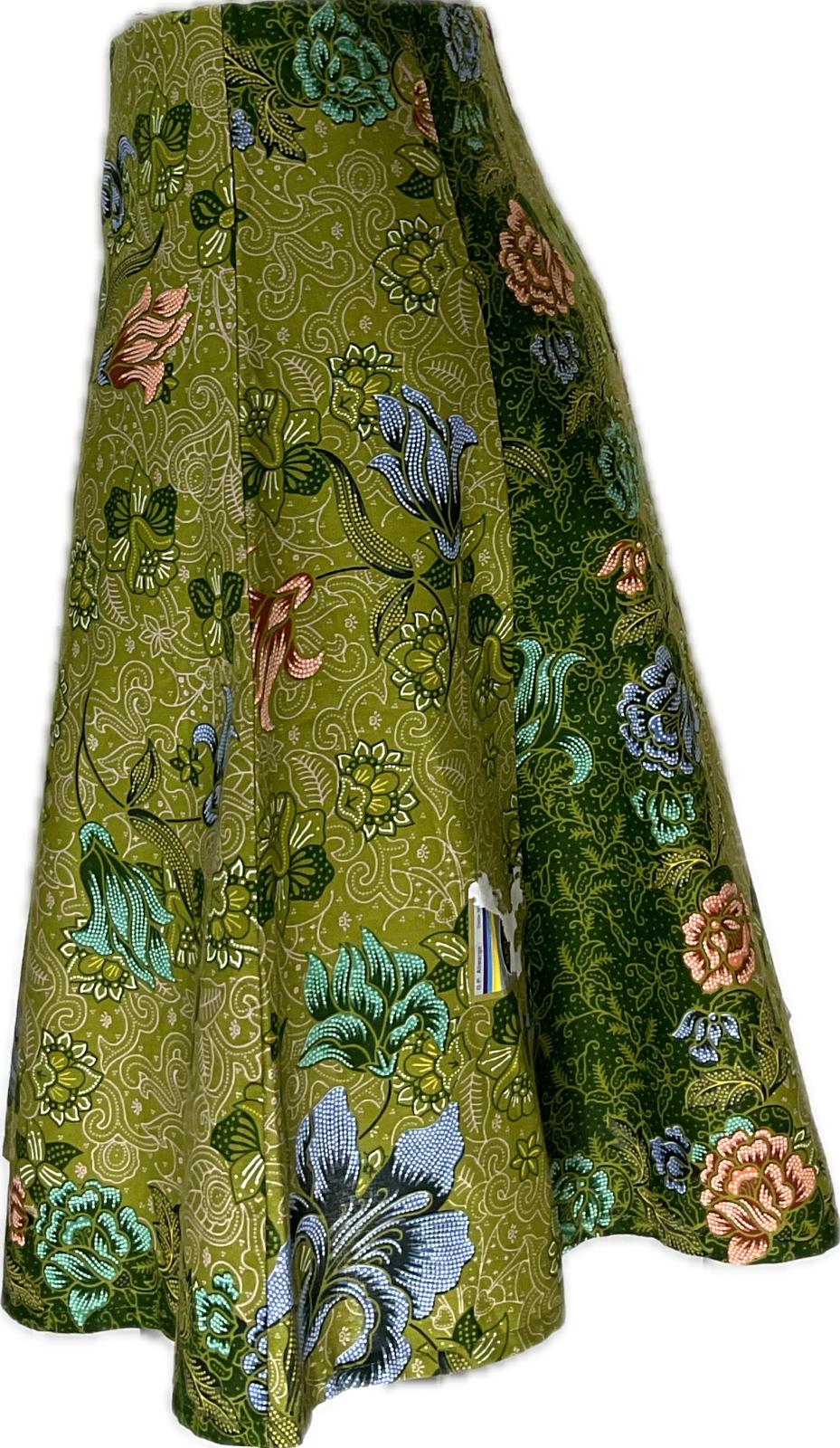 Ladies Batik Skirt LBSS-S-GREEN-A11-1002
