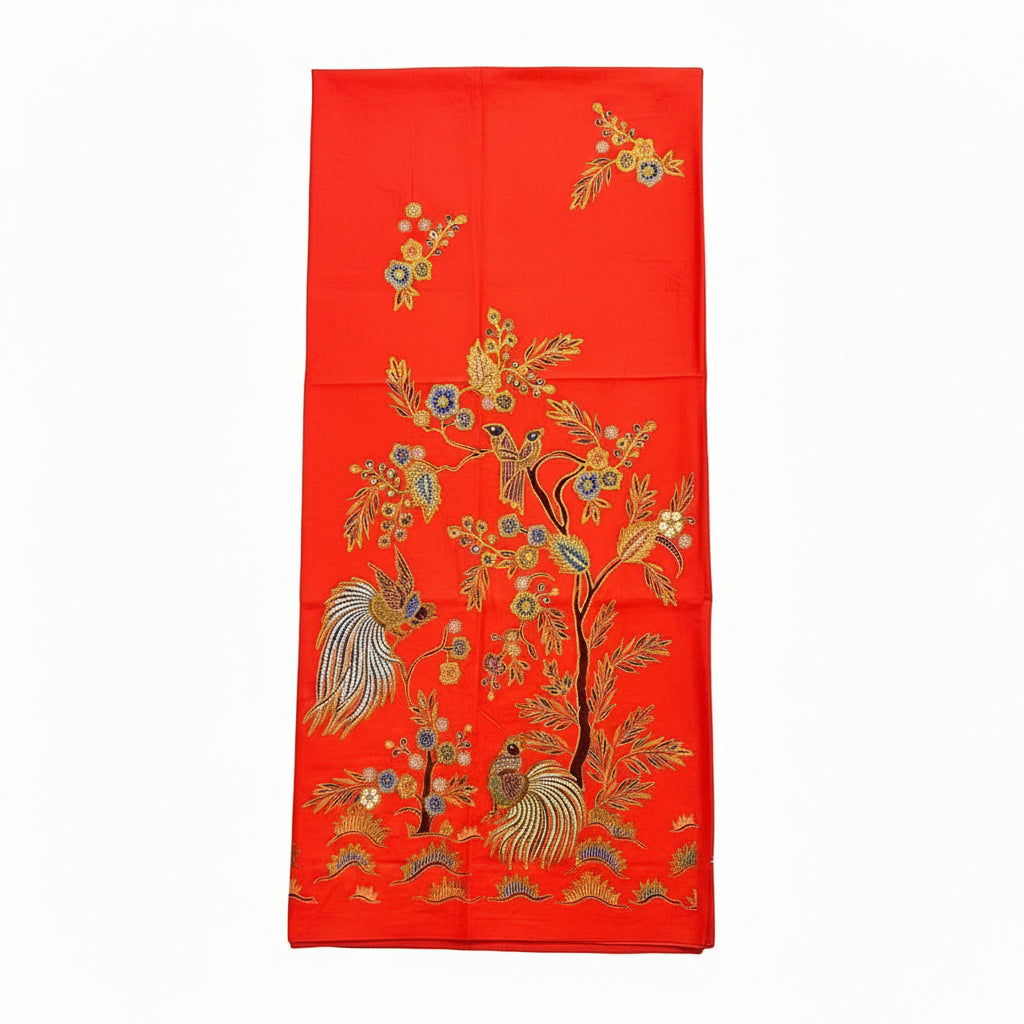 Hand Draw Batik Fabric HDBF-2M-ORANGE-8027
