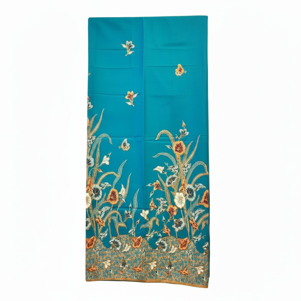 Hand Draw Batik Fabric HDBF-2M-BLUE-8028