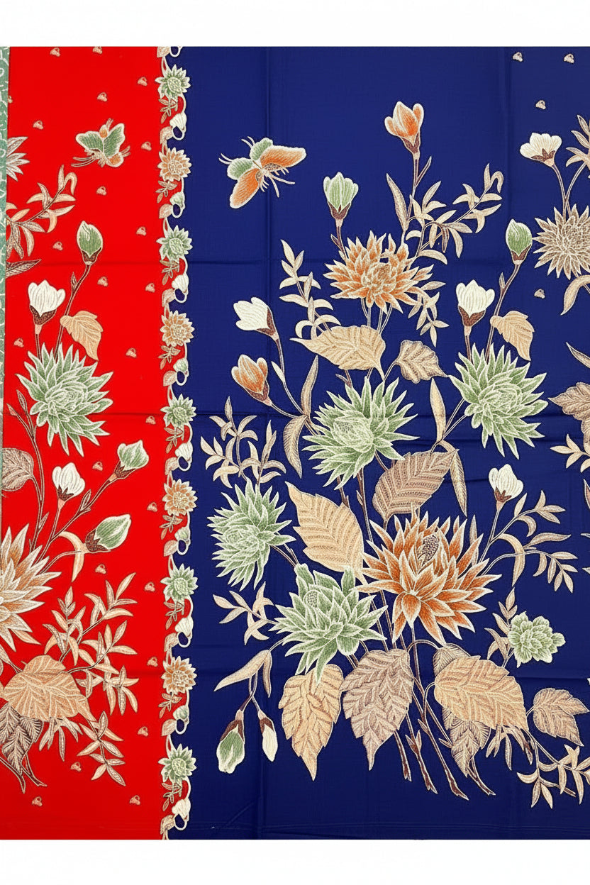 Hand Draw Batik Fabric HDBF-2M-RED-A7008