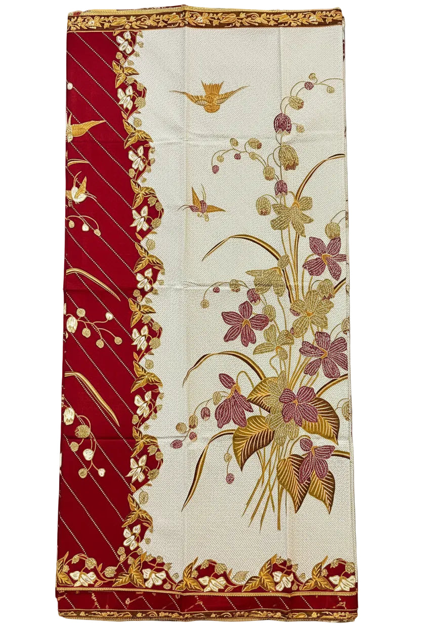 Hand Draw Batik Fabric HDBF-2M-MAROON-A70012