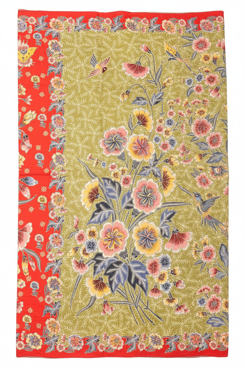 Hand Draw Batik Fabric HDBF-2M-ORANGE-A70014