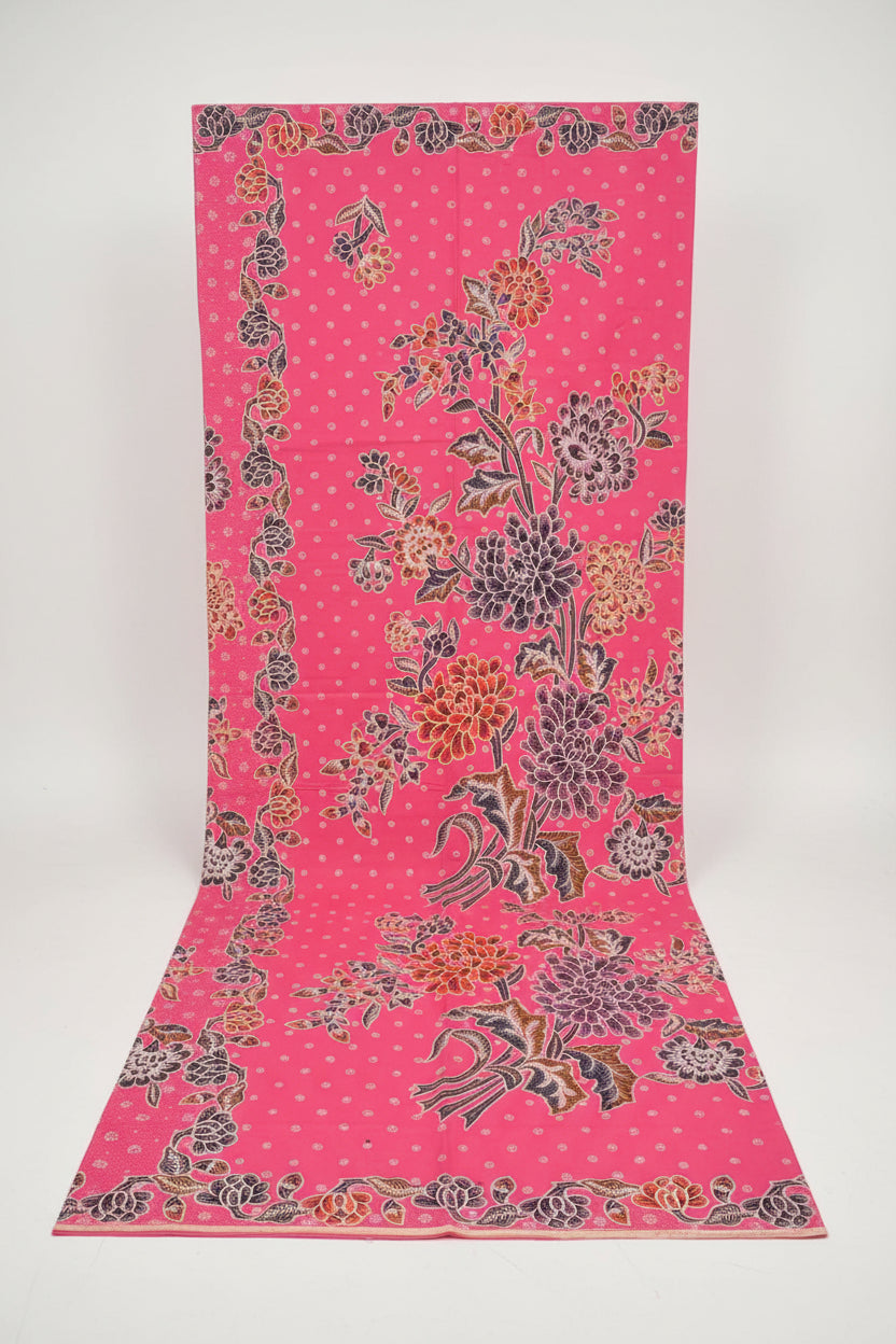 Hand Draw Batik Fabric HDBF-2M-PINK-A70030