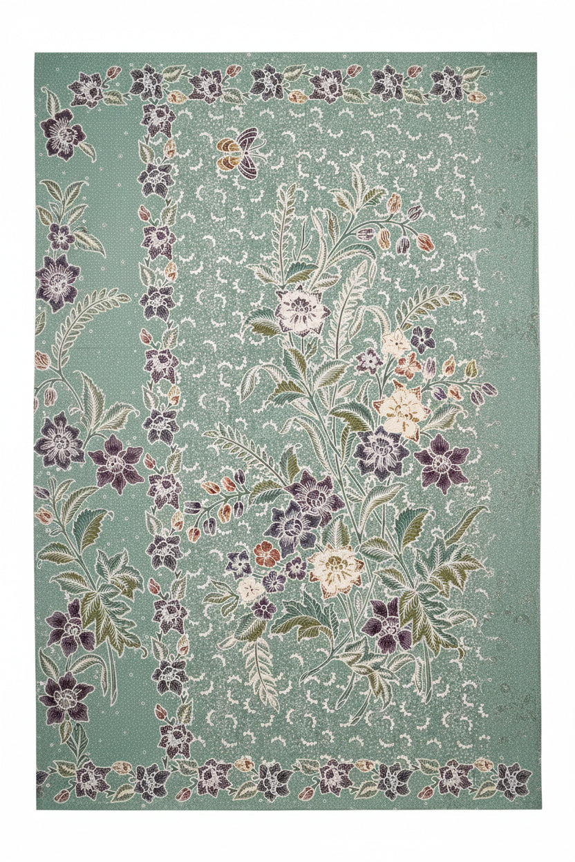 Hand Draw Batik Fabric HDBF-2M-GREEN-A70035