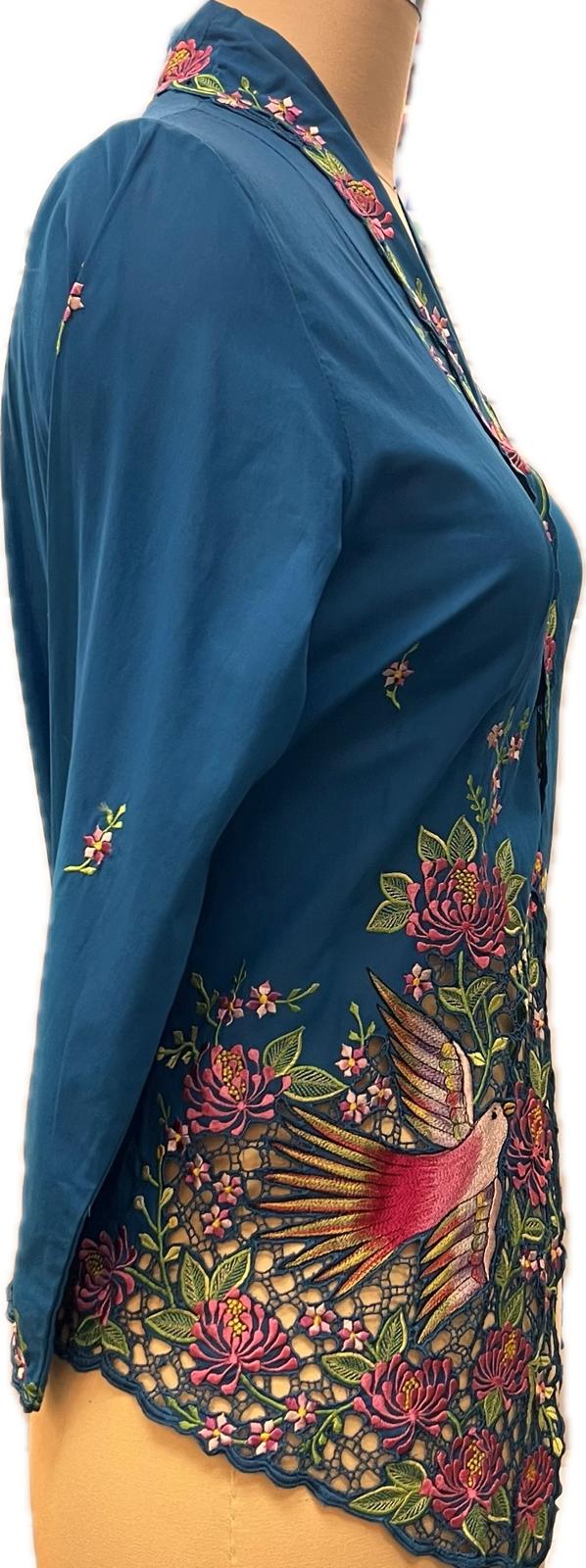 Premium Peranakan Top PPT-L-BLUE-B666019