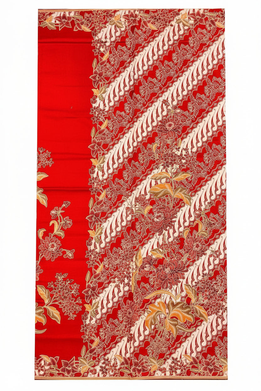 Handstamp Batik Fabric HSBF-2M-RED-90170