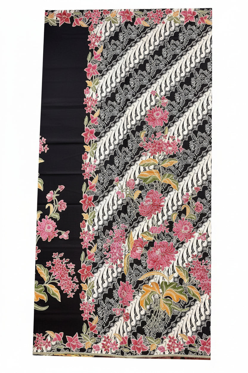 Handstamp Batik Fabric HSBF-2M-BLACK-90174