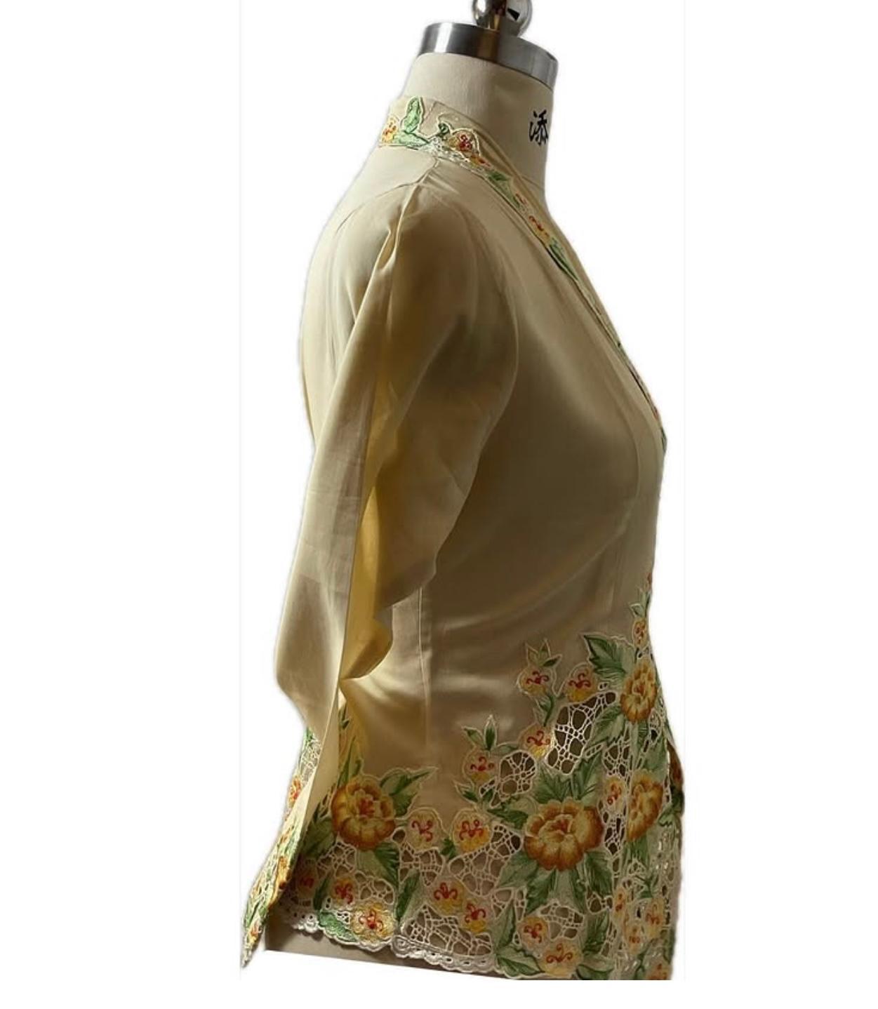 Premium Peranakan Top PPT-S-YELLOW-B6004