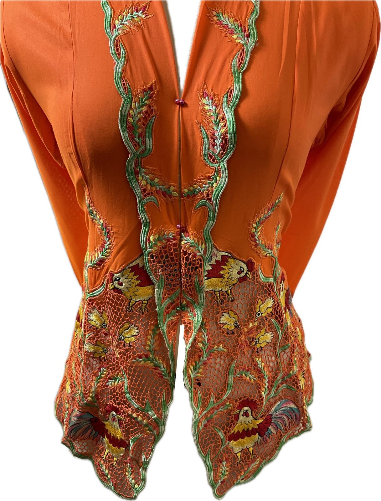 Premium Peranakan Top PPT-S-ORANGE-B6008