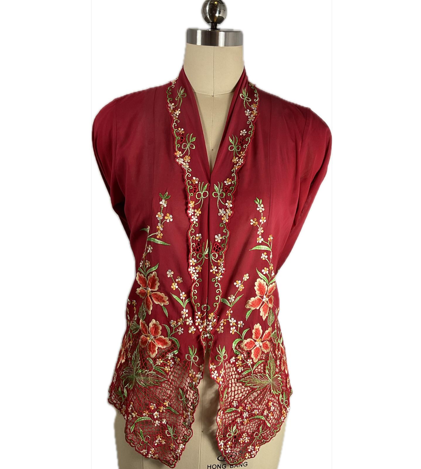 Premium Peranakan Top PPT-M-RED-B66011