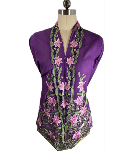 Premium Peranakan Top PPT-M-PURPLE-B66013