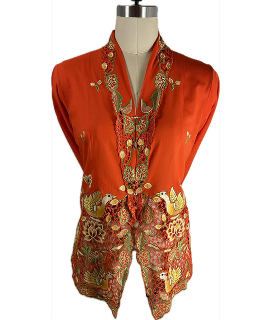 Premium Peranakan Top PPT-M-ORANGE-B66014