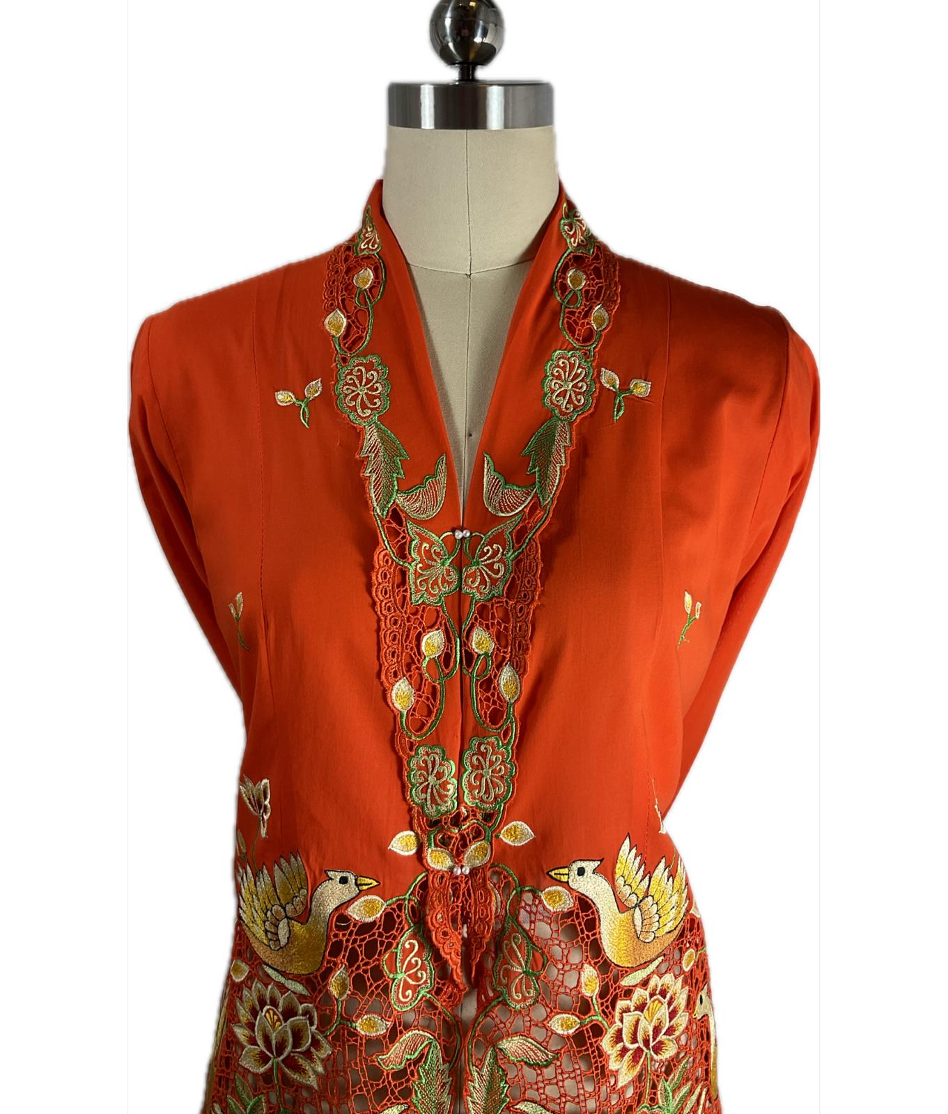 Premium Peranakan Top PPT-M-ORANGE-B66014