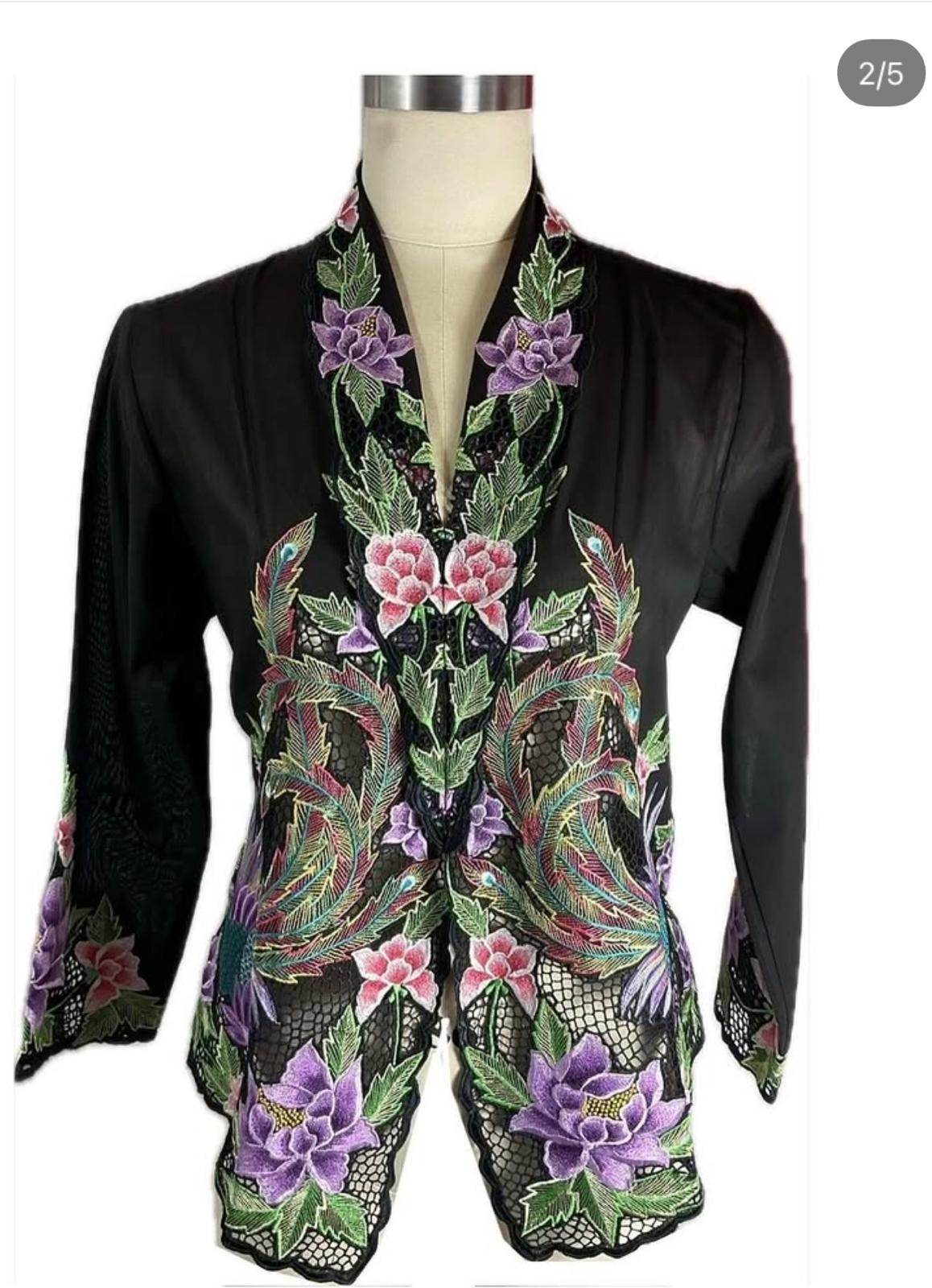 Premium Peranakan Top PPT-S-BLACK-B6018