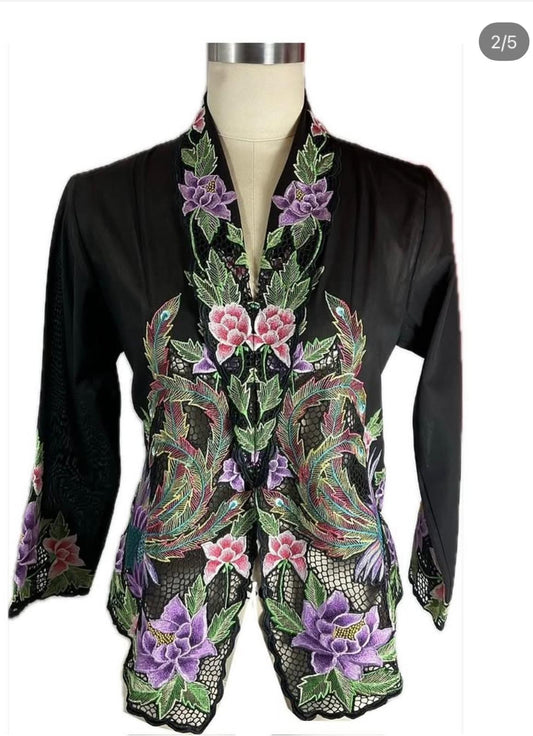 Premium Peranakan Top PPT-S-BLACK-B6018