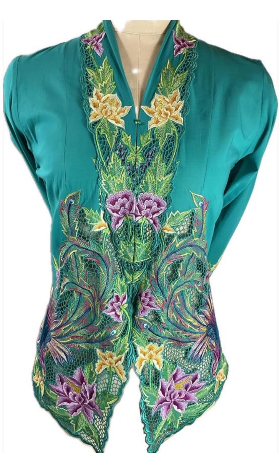 Premium Peranakan Top PPT-S-TURQUOISE-B6020