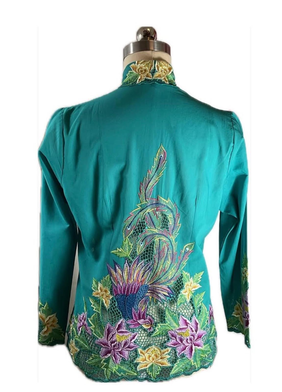 Premium Peranakan Top PPT-S-TURQUOISE-B6020