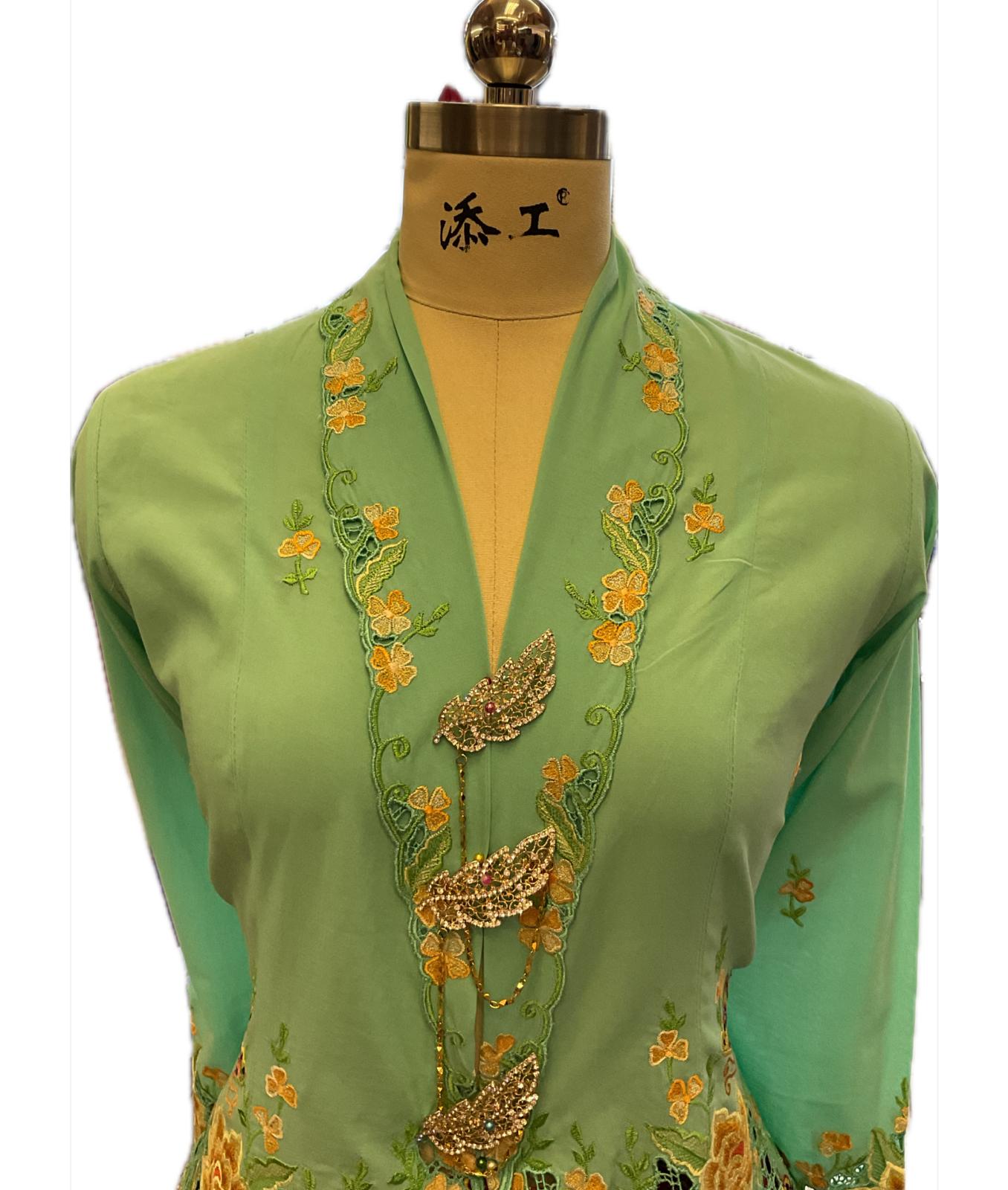 Premium Peranakan Top PPT-L-TURQUOISE-B666011