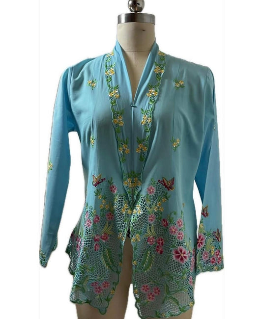 Premium Peranakan Top PPT-L-BLUE-B666001