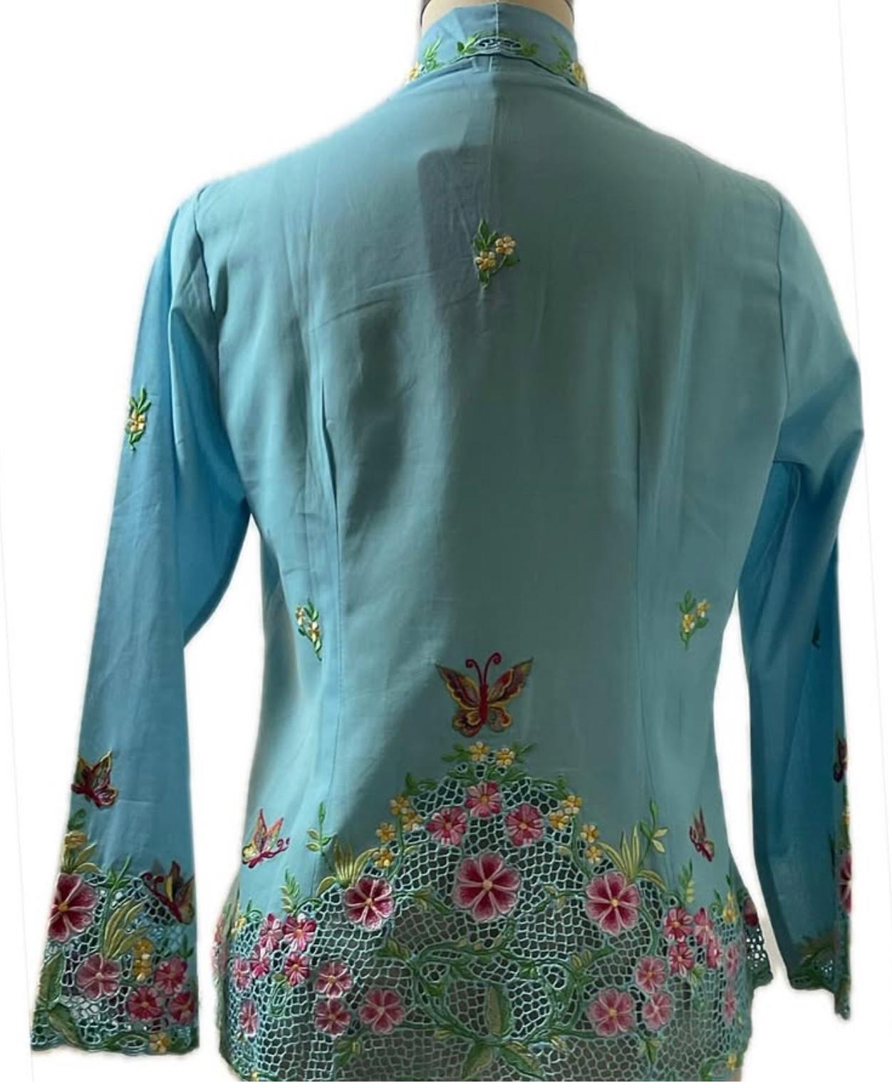 Premium Peranakan Top PPT-L-BLUE-B666001
