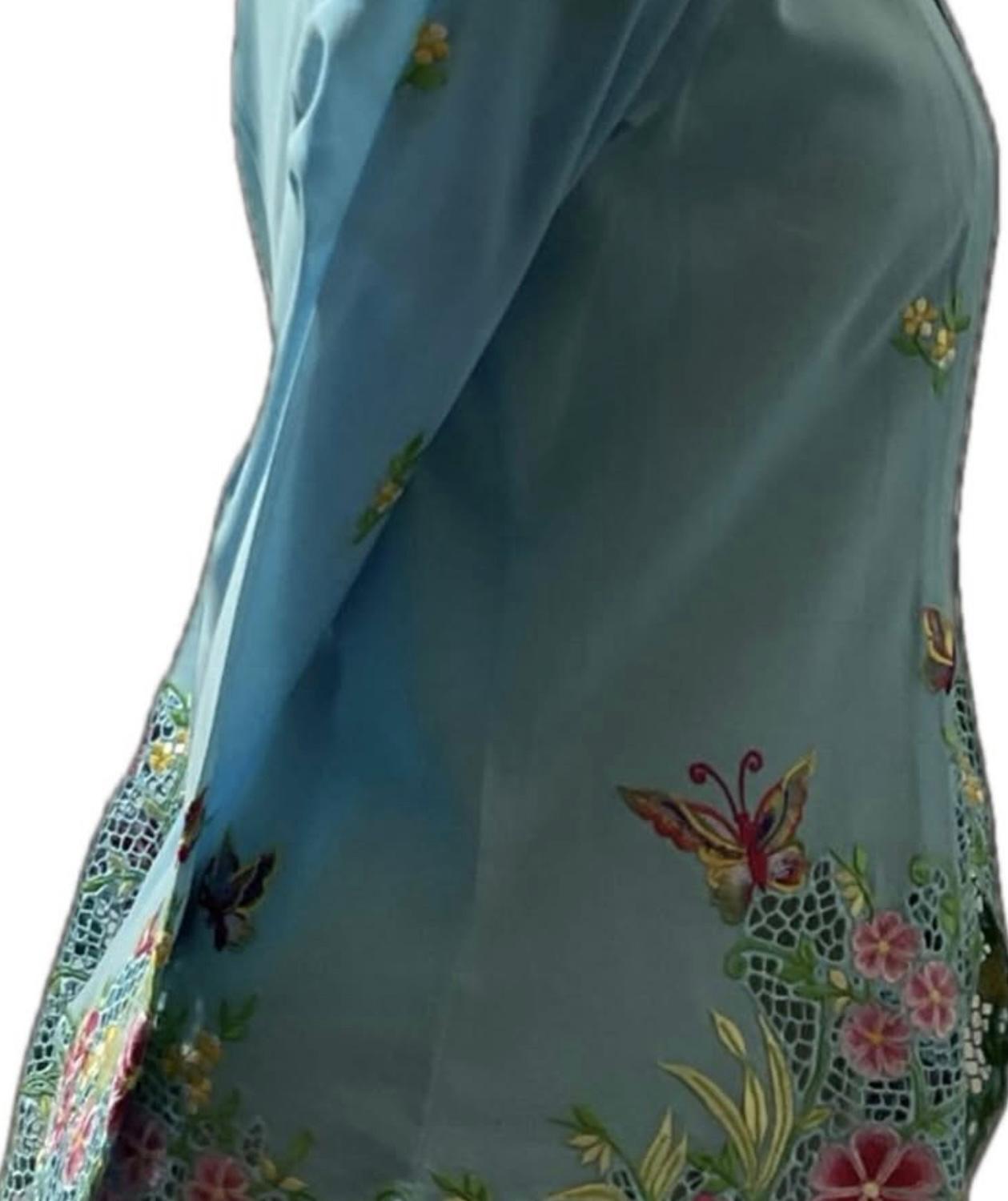Premium Peranakan Top PPT-L-BLUE-B666001