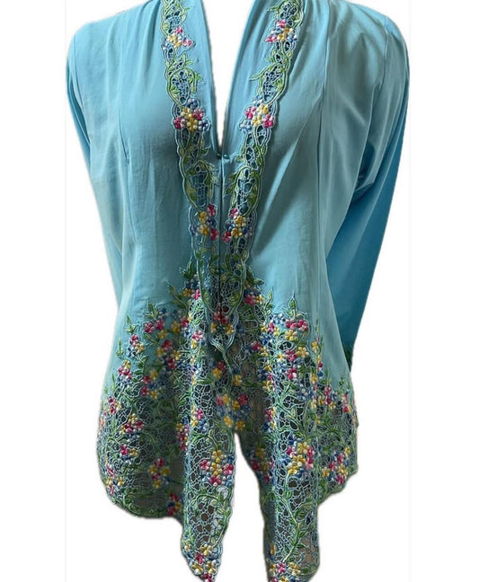 Premium Peranakan Top PPT-L-BLUE-B666003