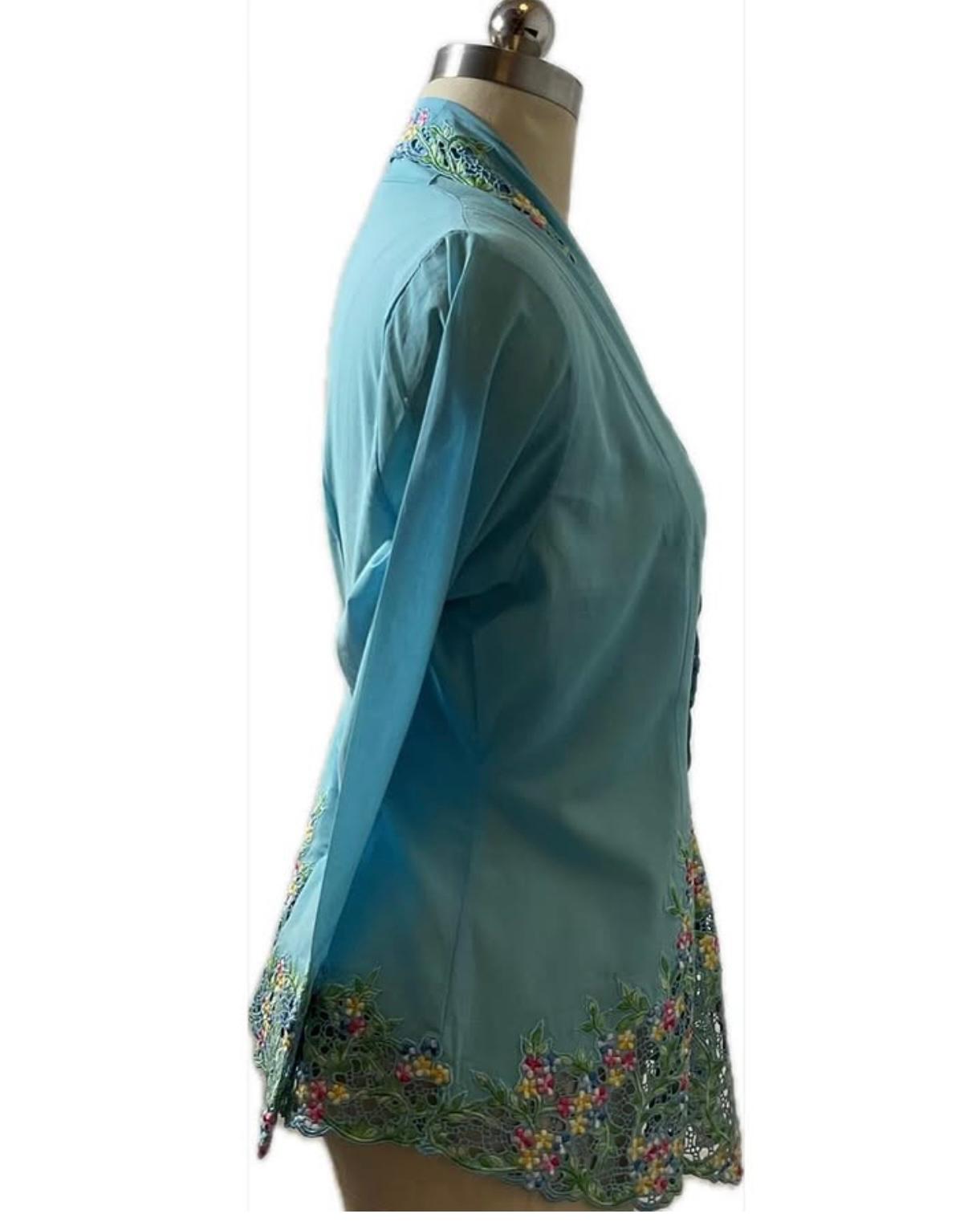 Premium Peranakan Top PPT-L-BLUE-B666003