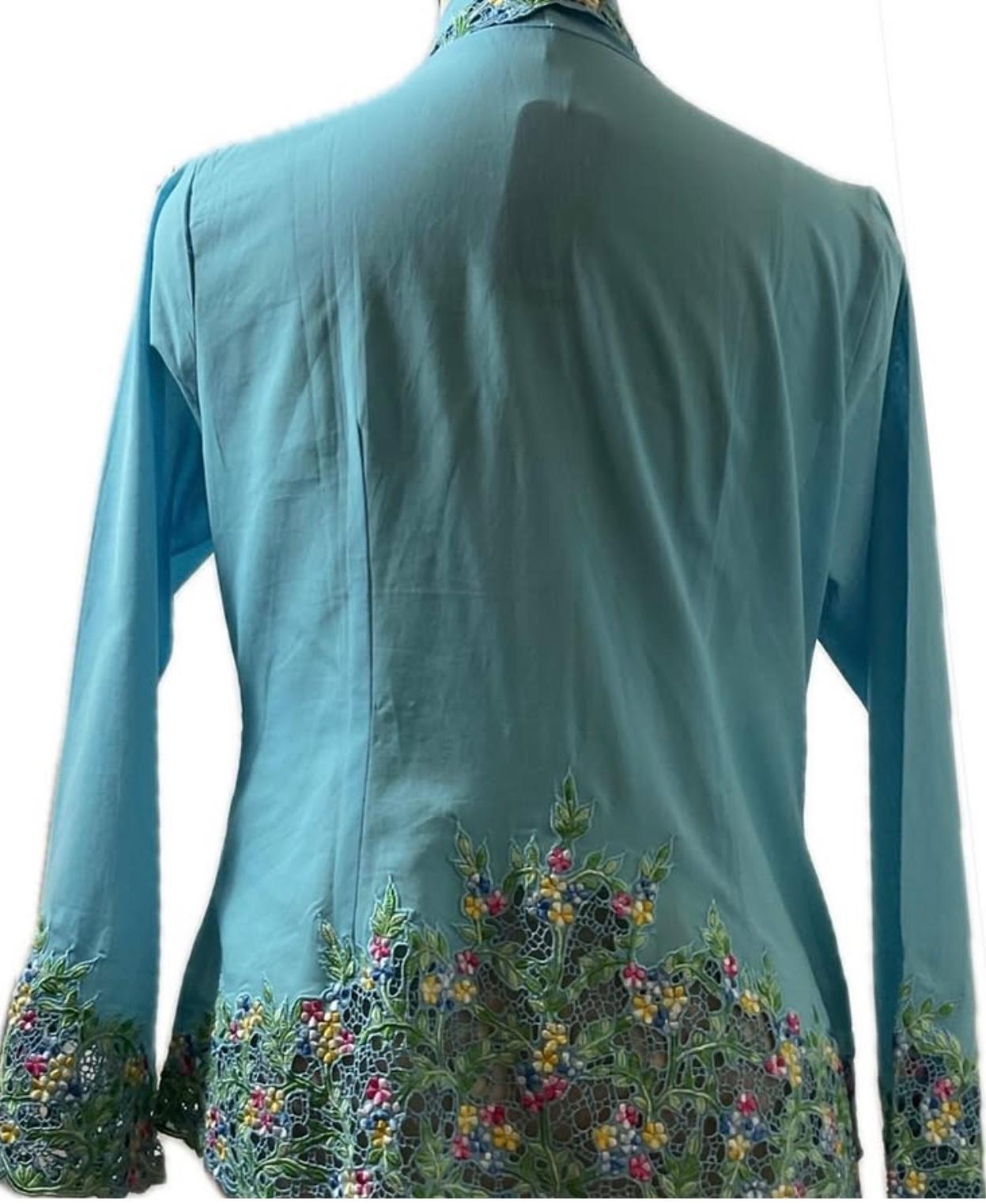 Premium Peranakan Top PPT-L-BLUE-B666003
