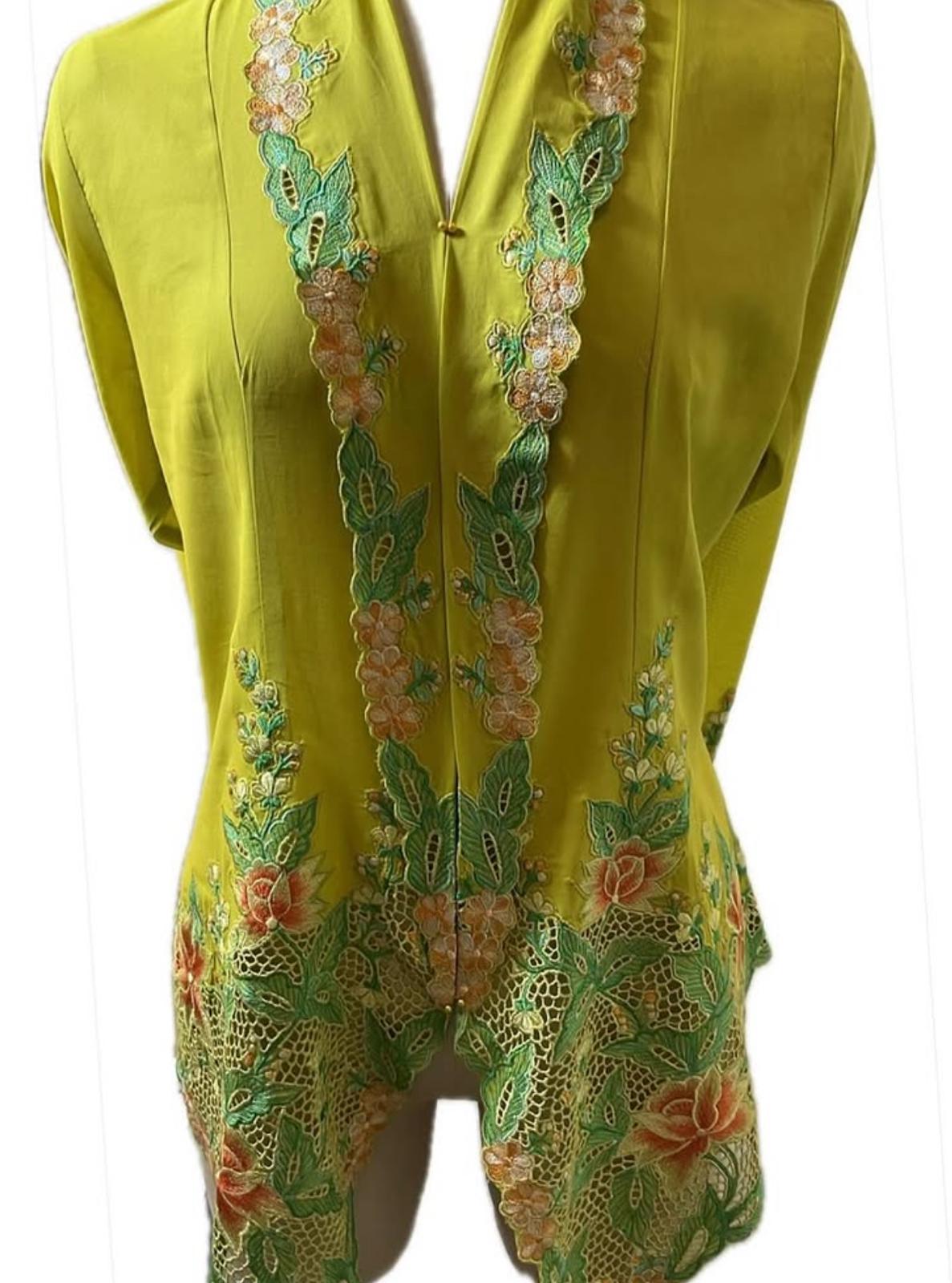 Premium Peranakan Top PPT-L-YELLOW-B666004