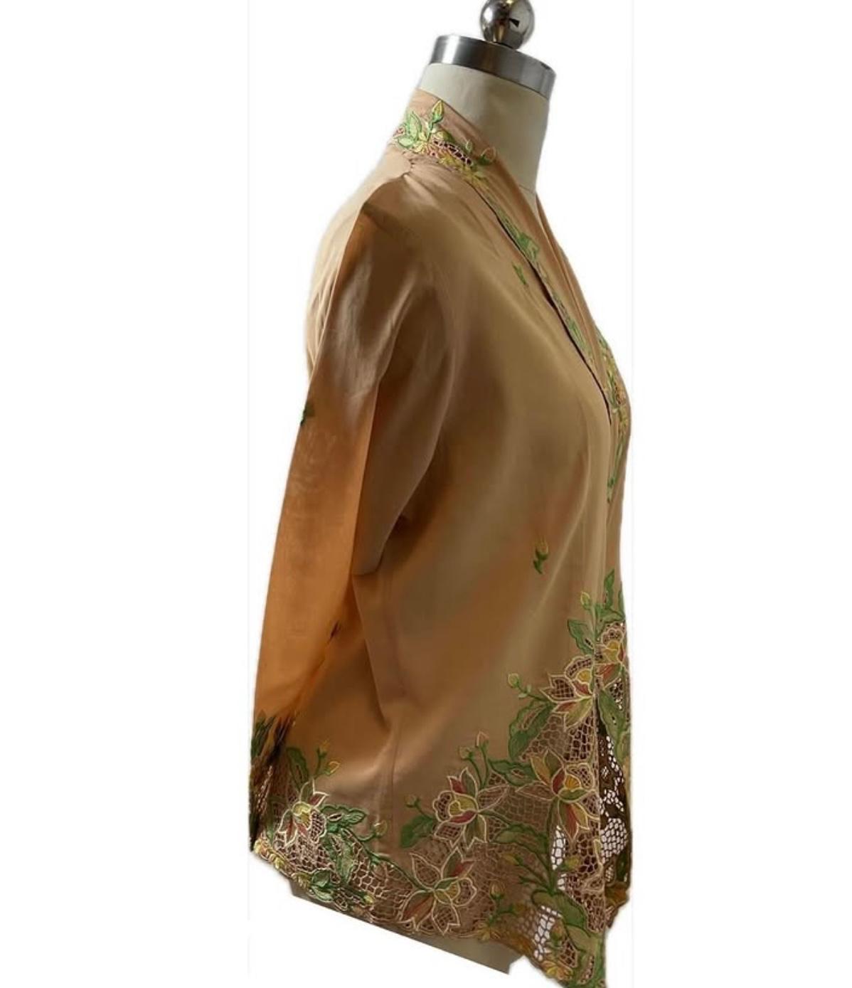 Premium Peranakan Top PPT-L-BROWN-B666005