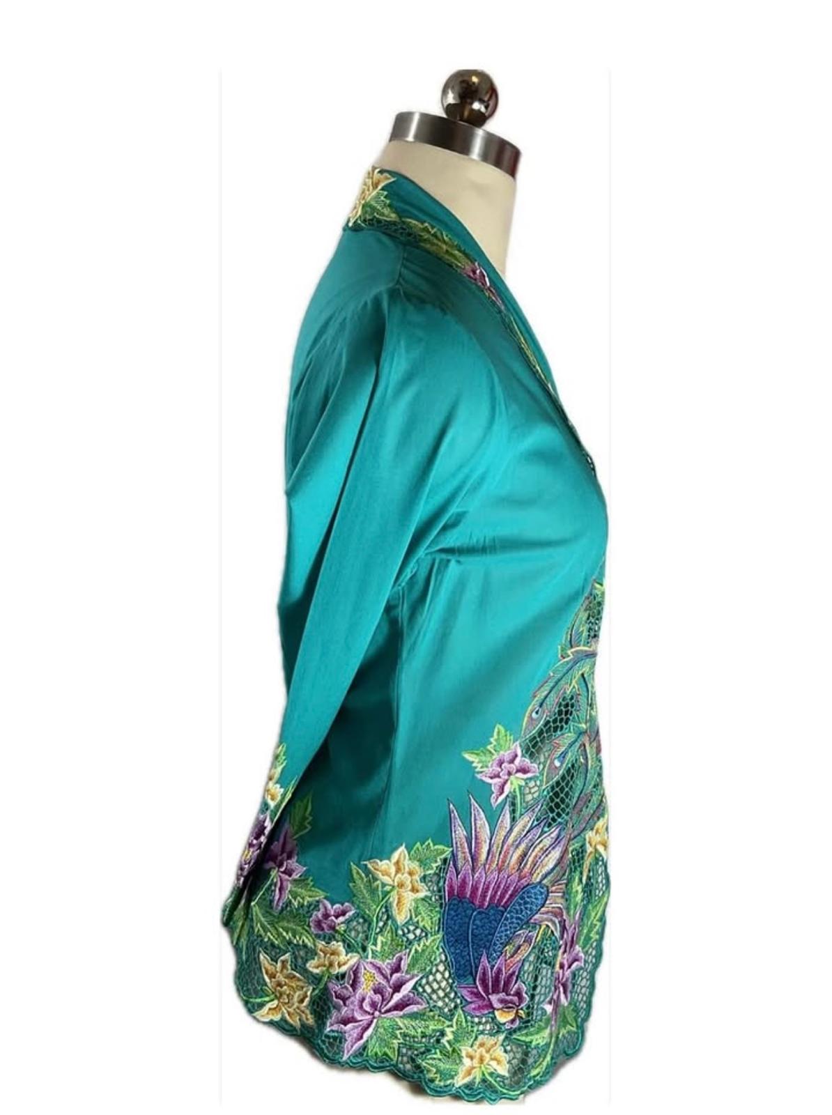 Premium Peranakan Top PPT-L-TURQUOISE-B666010