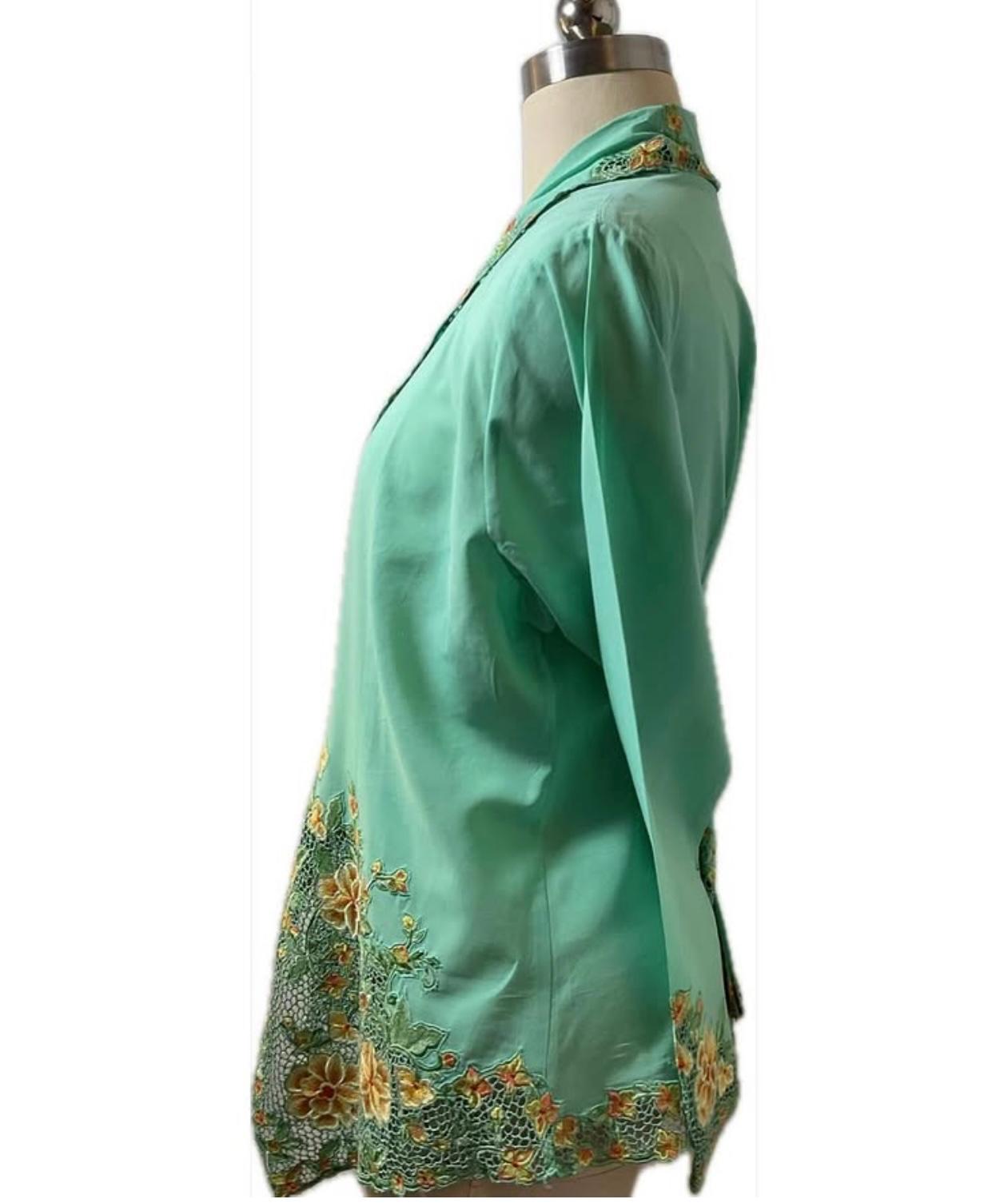 Premium Peranakan Top PPT-2XL-TURQUOISE-B66666019