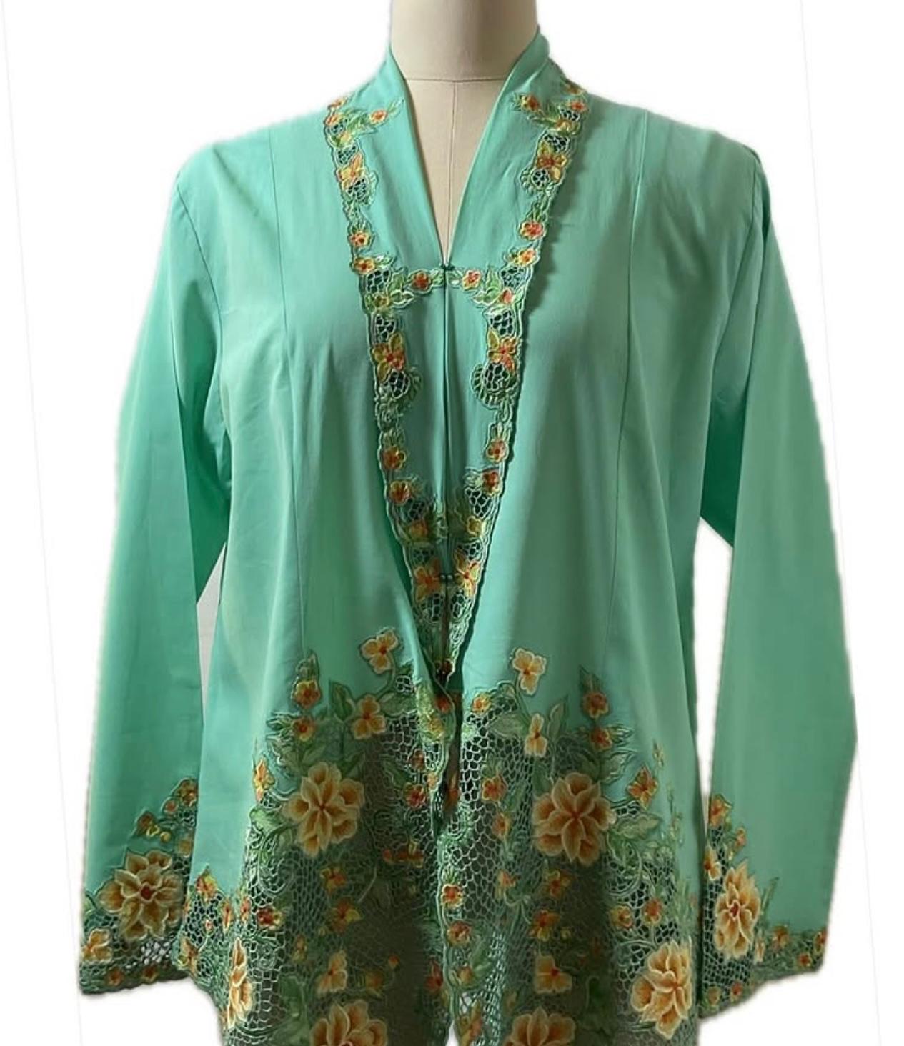 Premium Peranakan Top PPT-2XL-TURQUOISE-B66666019