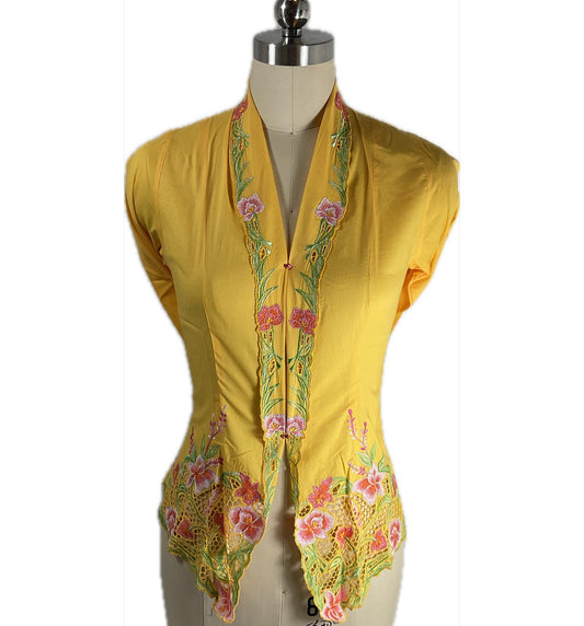 Standard Peranakan Top SPT-S-YELLOW-A6005